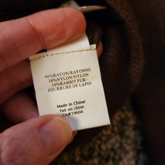 CB Costa Blanca Rabbit Fur Blend V-Neck Cardigan Sweater Brown Medium - Picture 5 of 8